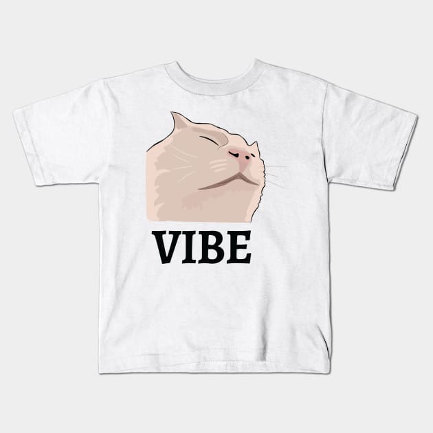 Vibing or vibe cat emote dank meme catjam Kids T-Shirt by alltheprints